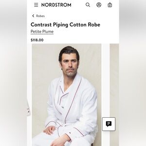 Men’s Petite plume  White Robe with Red Accents